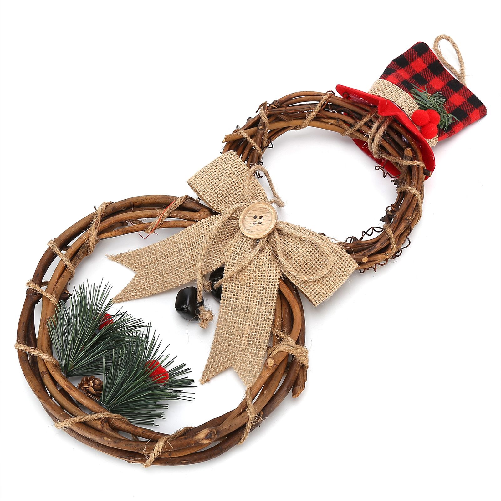 LED Christmas Snowman Wreath Christmas Door Decoration with Light for Home Decorations โ image 2
