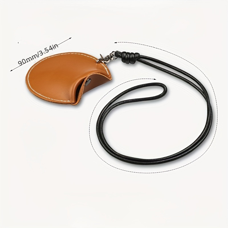Chocolate color Stylish Leather Earbud Pouch with Lanyard - Portable & Compact Coin Purse for Small Items — image 3