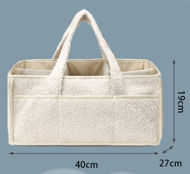Pink Large Plush Nappy Caddy Organizer - Portable Diaper Storage Bin & Nursery Tote Bag โ image 3