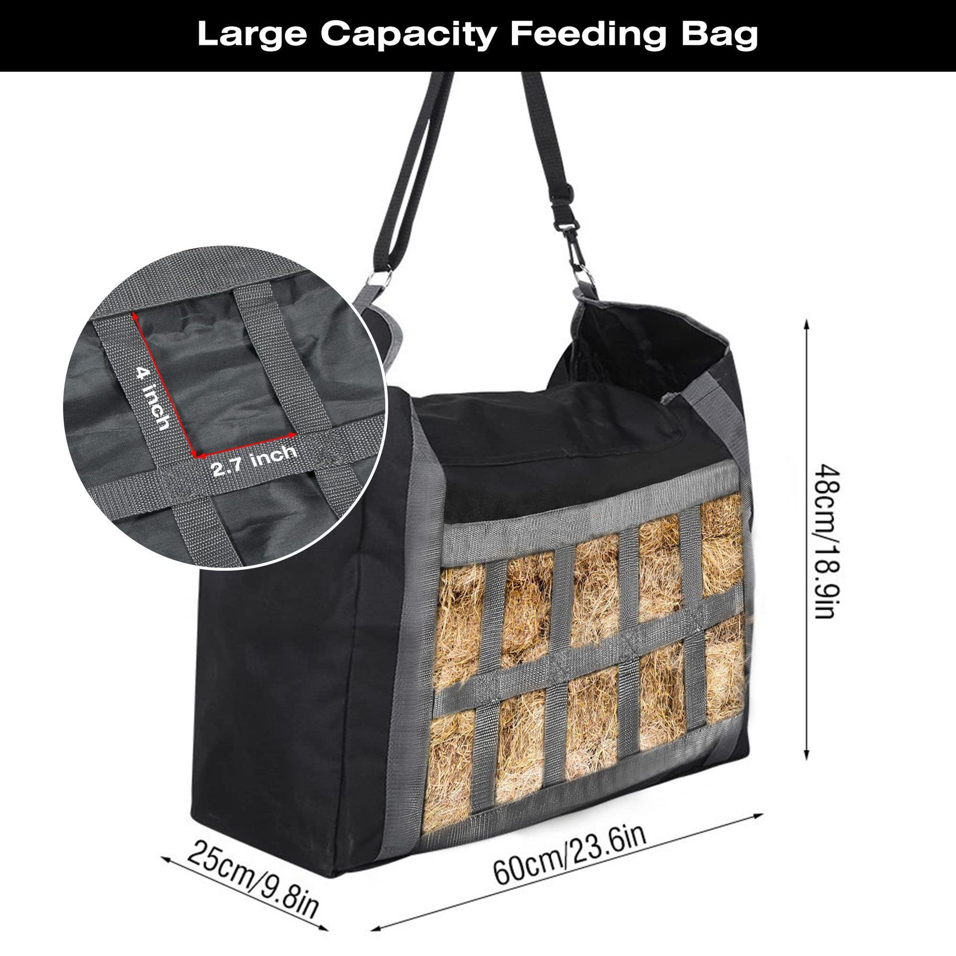 Slow Feeder Hay Bag - Hay Storage Net for Horse Donkey Goat, Adjustable, Super Tough Reduces Waste (1 PCS) — image 4