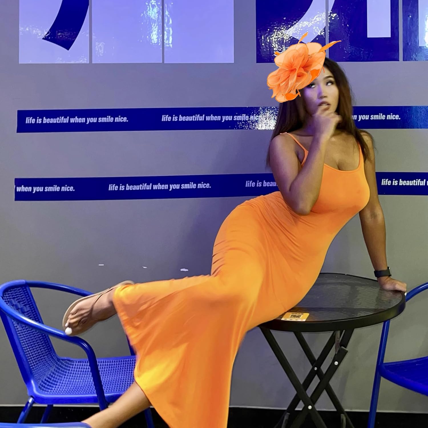 Fascinators Hat for Women Tea Party,Orange Feather Mesh Flower Fascinator with Headband and Clip Wedding Tea Party Derby Fascinator Hats — image 3