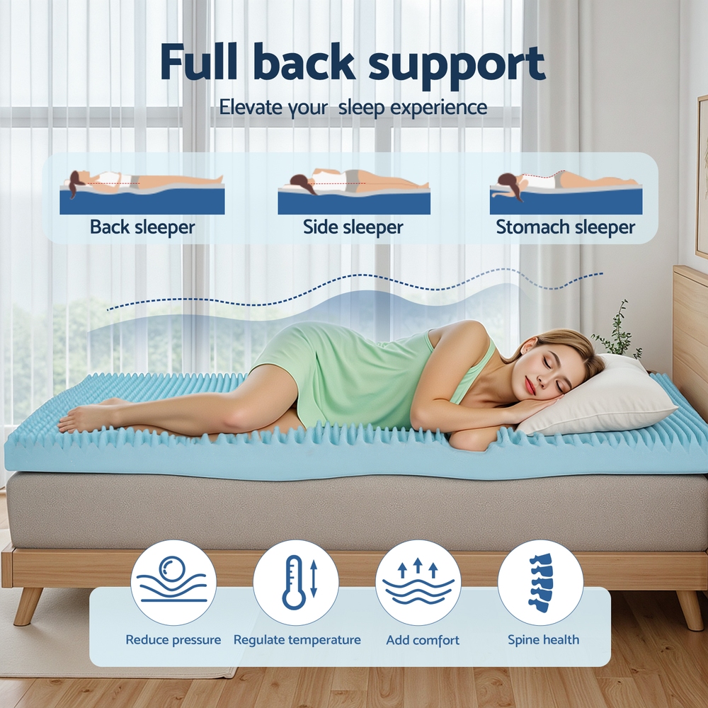 Giselle 8cm Memory Foam Mattress Topper Gel Egg Crate Foam Bamboo King Single โ image 4
