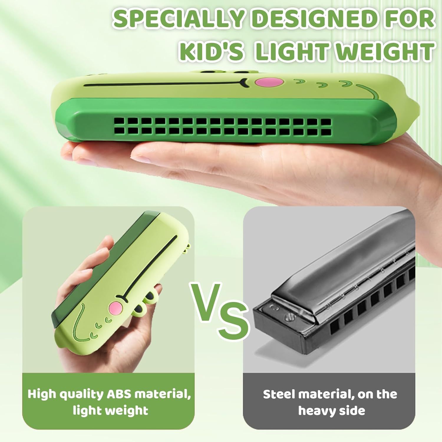 16-hole Early Learning Beginner Harmonica (Alligator) Harmonica for Kids, Diatonic Harmonica with Protective Cover — image 4