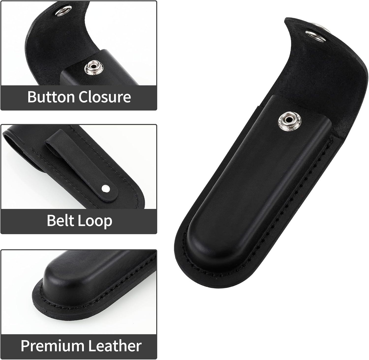 Pocket Knife Sheath, 5" Folding Pocket EDC Knife Case, Portable Pouch Knife Leather Holster with Snap Closure and Belt Loop, Accessory for Outdoor Climbing โ image 2