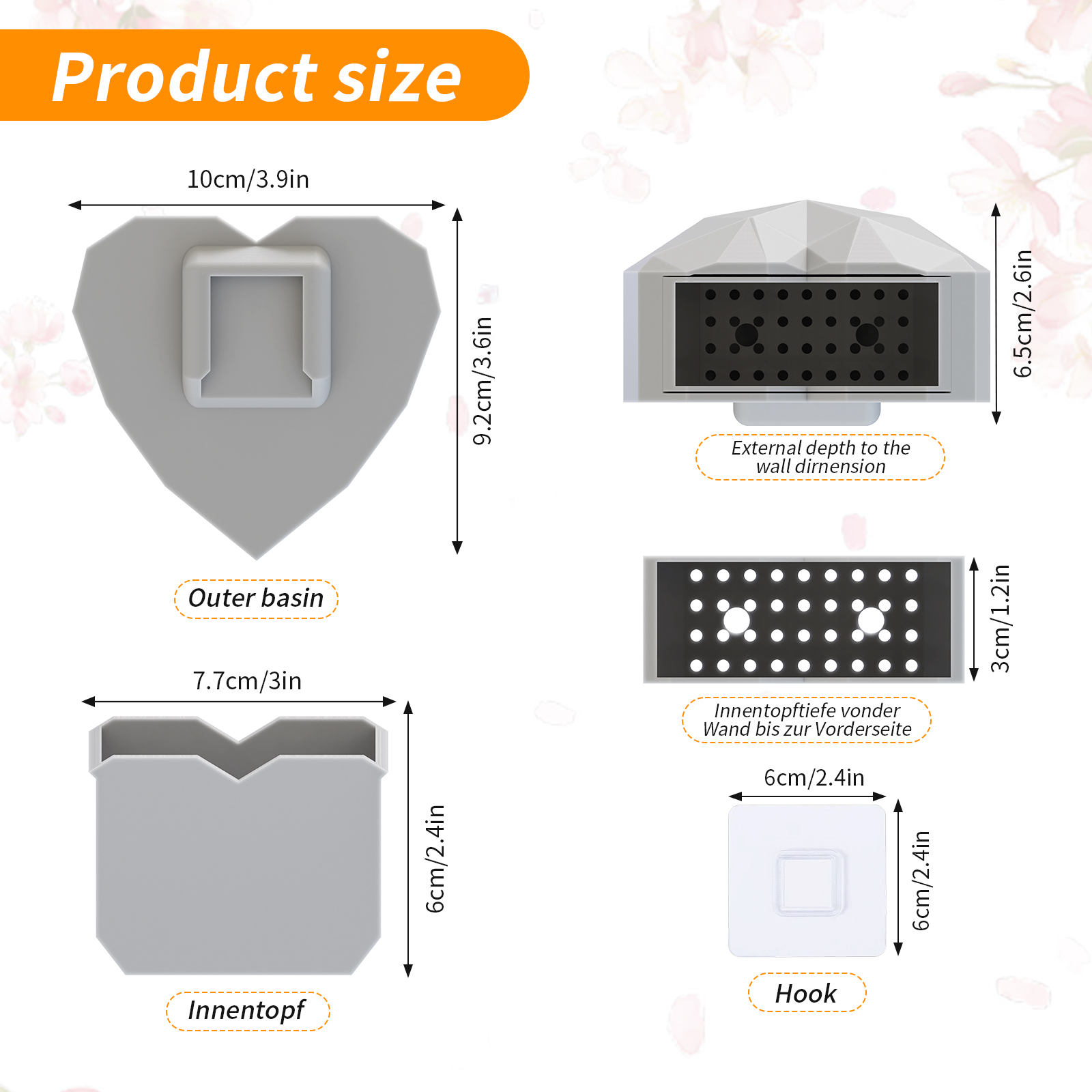 Wall Mounted Planter - NO DRILLING,Houseplant Wall Display Ideas,3D Printed Wall Planter with Drainage Tray โ image 3