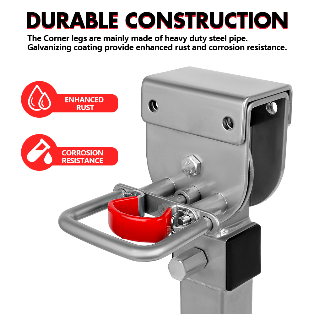 X-BULL 4x 440mm Drop Down Corner Legs Steadies Handle Steel Foot Caravan Trailer Silver — image 4