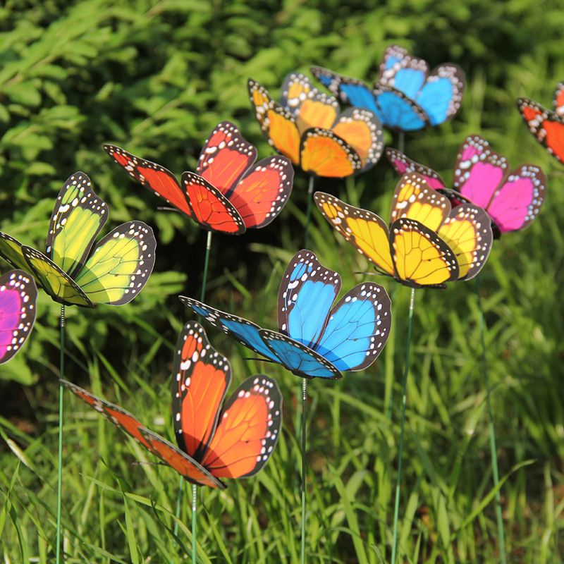 Butterfly Garden Stakes Yard Planter Colorful Butterfly Garden Ornaments Decorations for Garden10 Pcs Set Random color mixing โ image 3