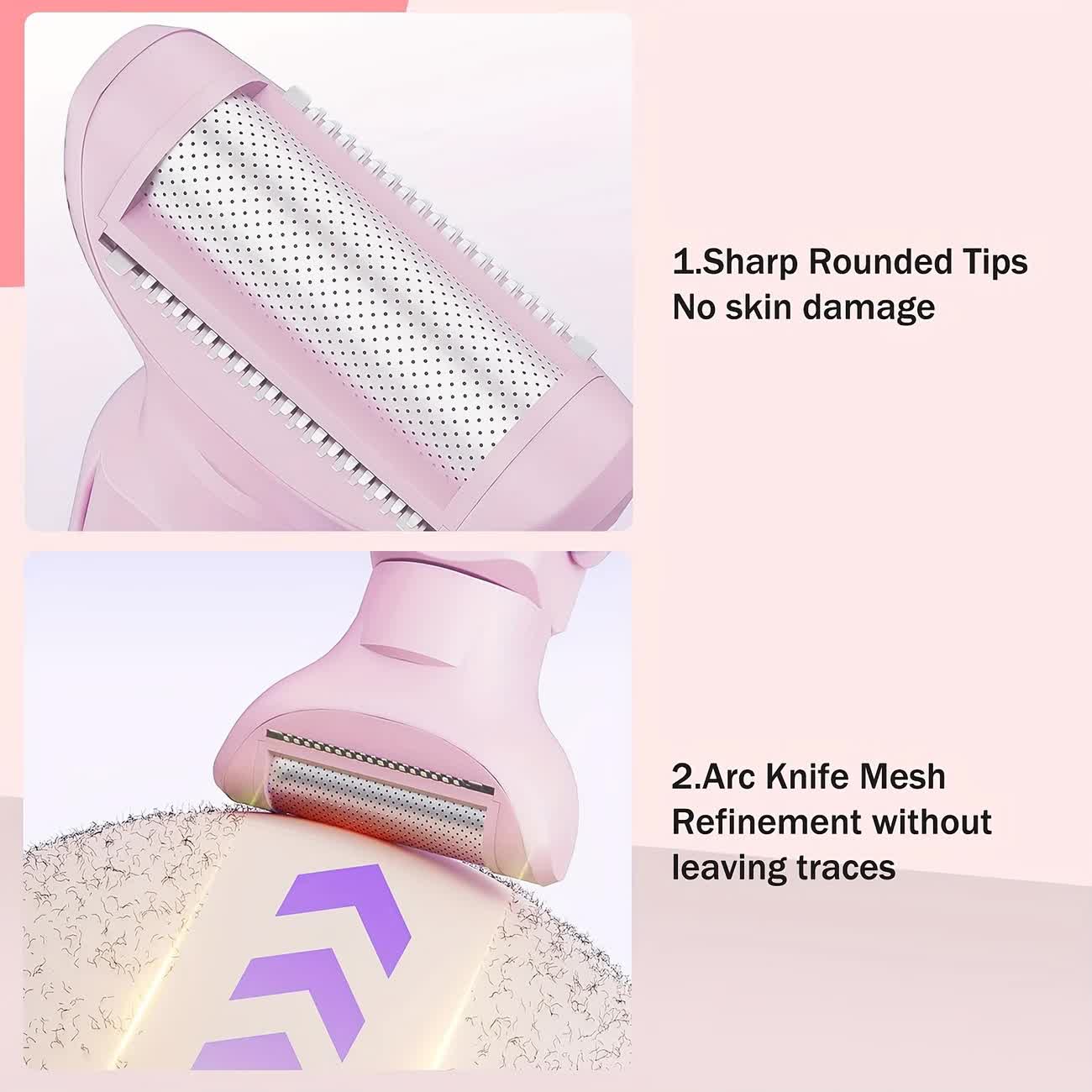 Women's Whole Body Electric Hair Removal Device, Painless Hair Removal, Type-C Fast Charging .pink — image 3