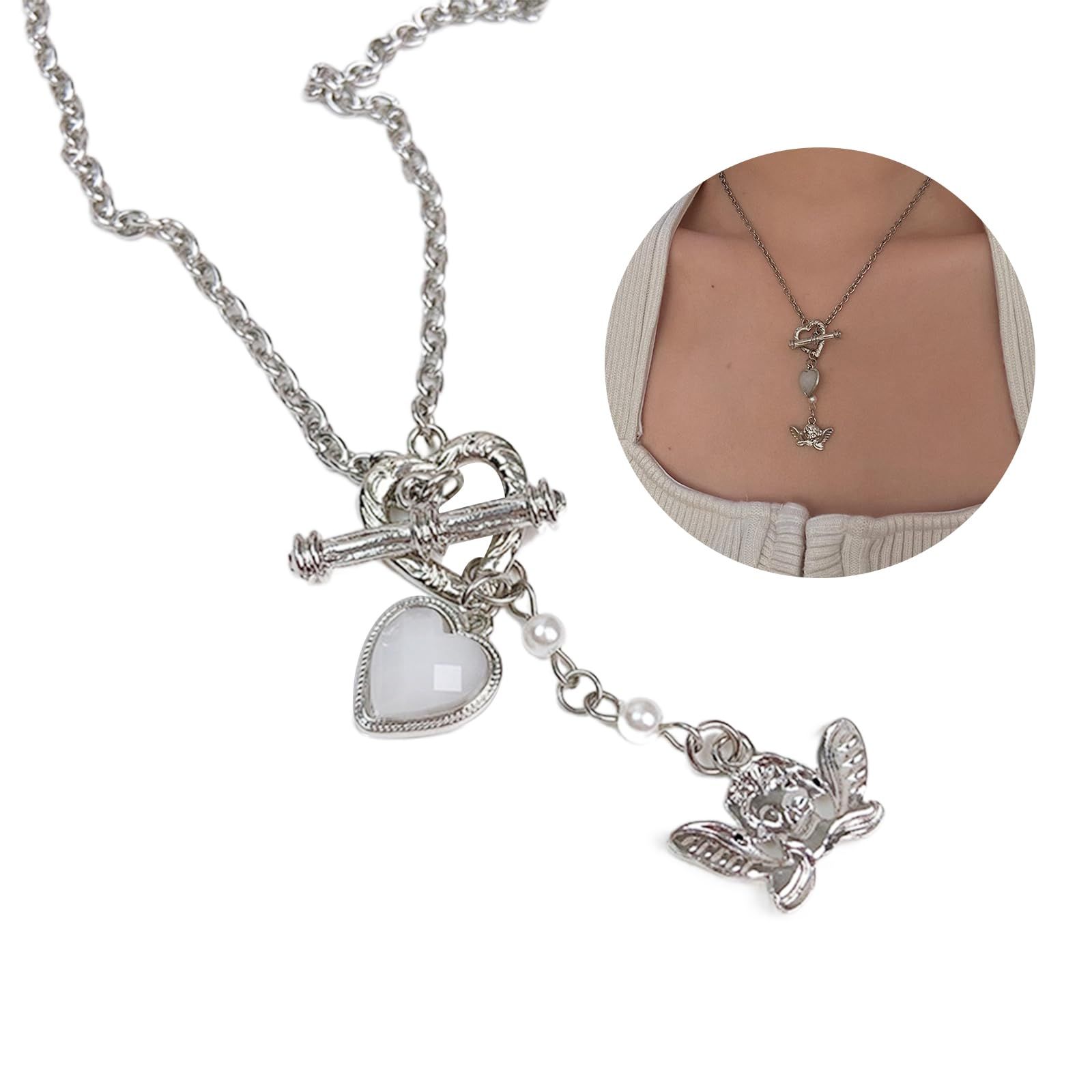 Stylish Angel Pendant Necklace Adjustable Chain Necklace Alloy Material Fashion Neck Jewelry for Woman Girl