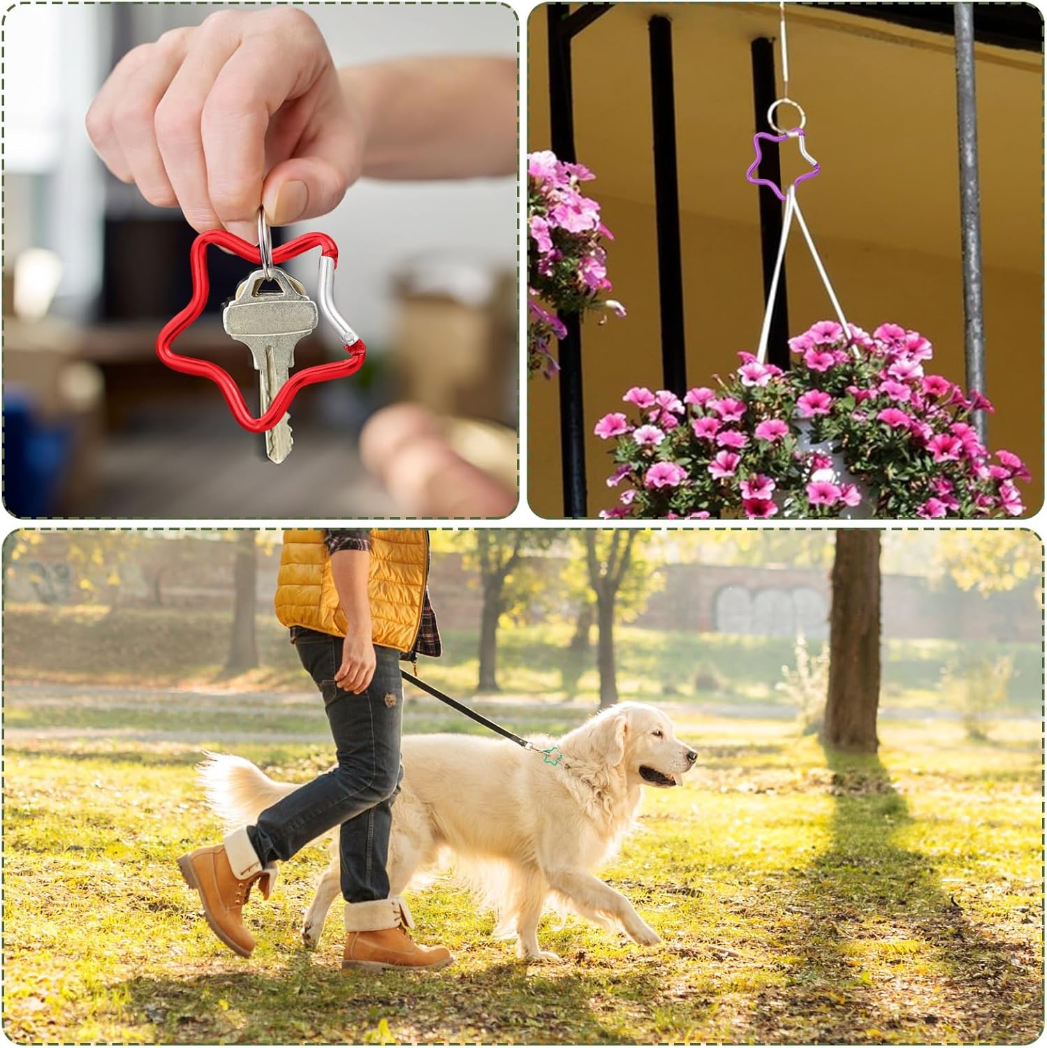 Xindojuz 10 PCS Aluminum Star Shape Carabiner Clip, Multicolor Spring Snap Hook Star Shaped Carabiner Keyring Holder Carabiners Keychain Outdoor Accessories — image 3