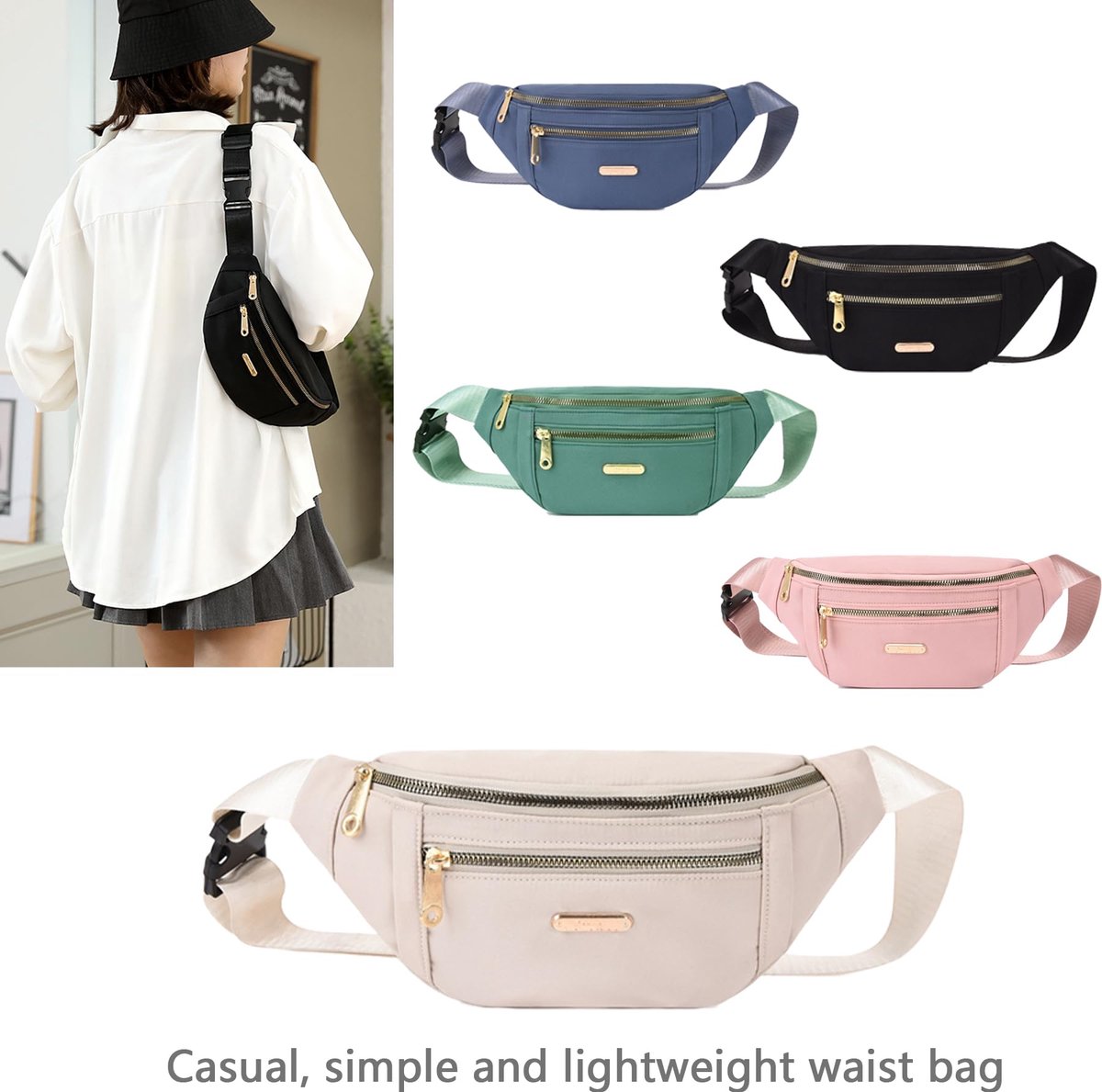 Fanny pack - Travel wallet - Money belt - Fanny pack - Men's and women's fanny pack - Travel - Outdoors - Hiking - Sports - Phone bag - Off-white — image 3
