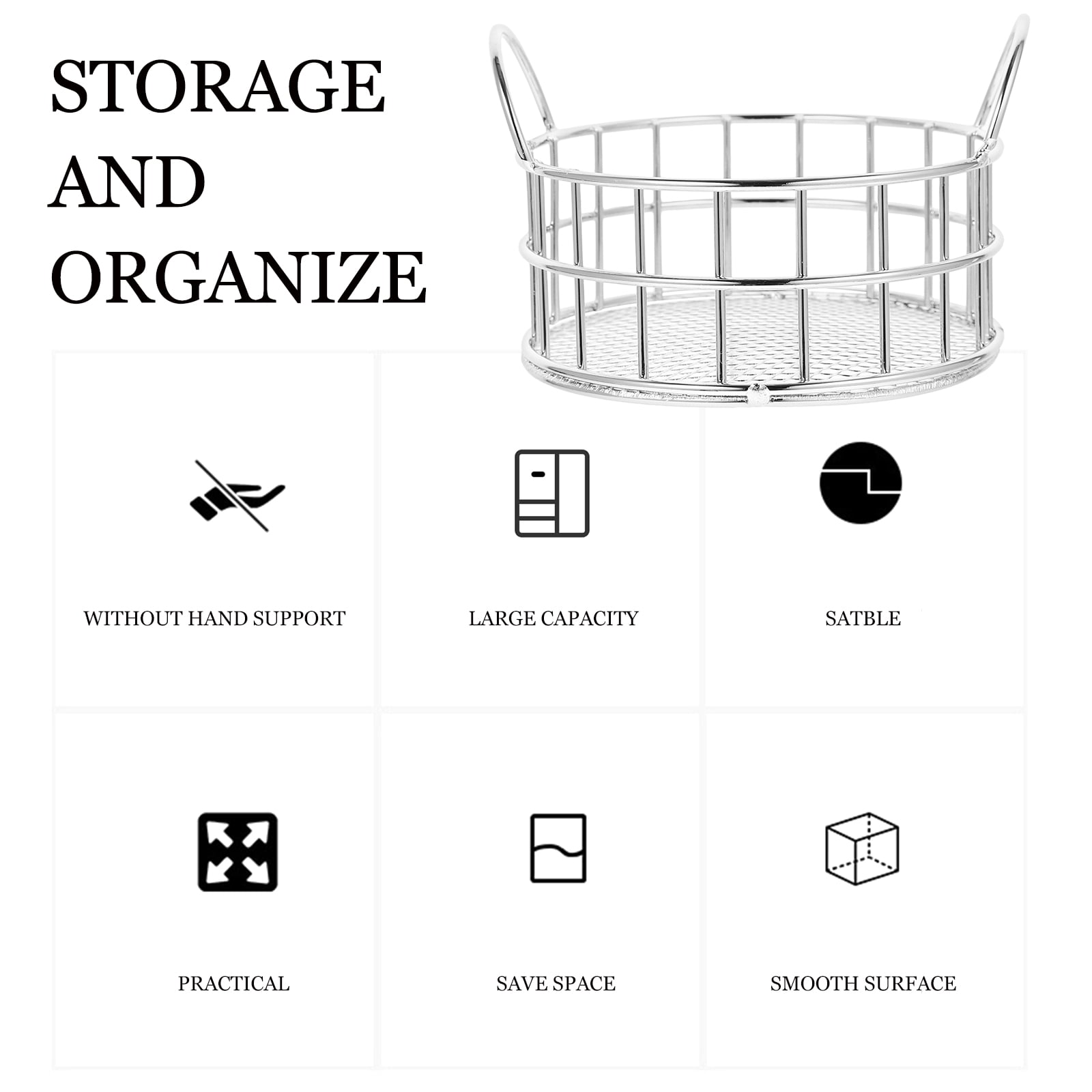 Metal Storage Basket for Home and Office, Organizer for Kitchen, Desk, Bathroom, and More — image 2