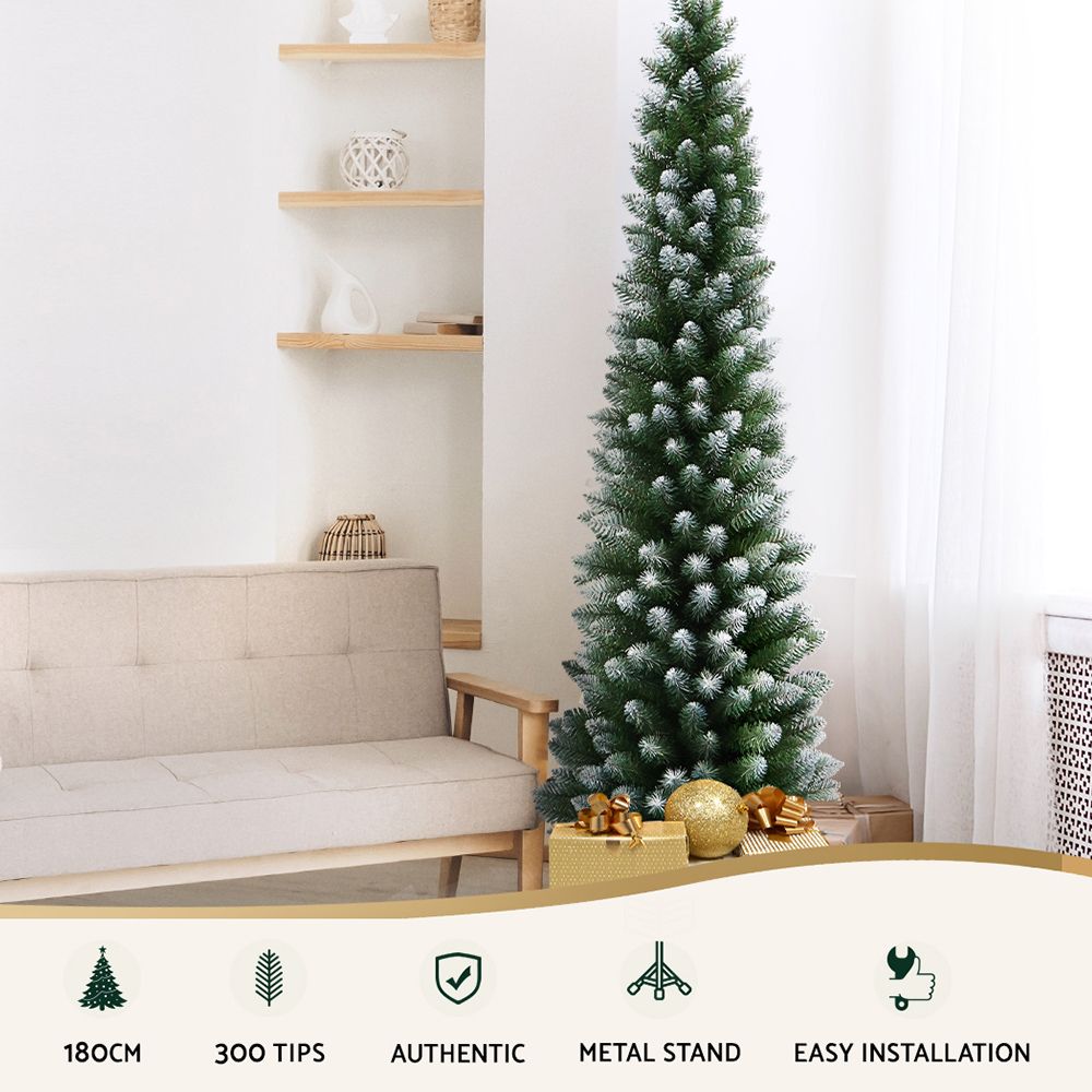 Jingle Jollys Christmas Tree 1.8m Xmas Tree Decorations Snowy 300 Tips โ image 3