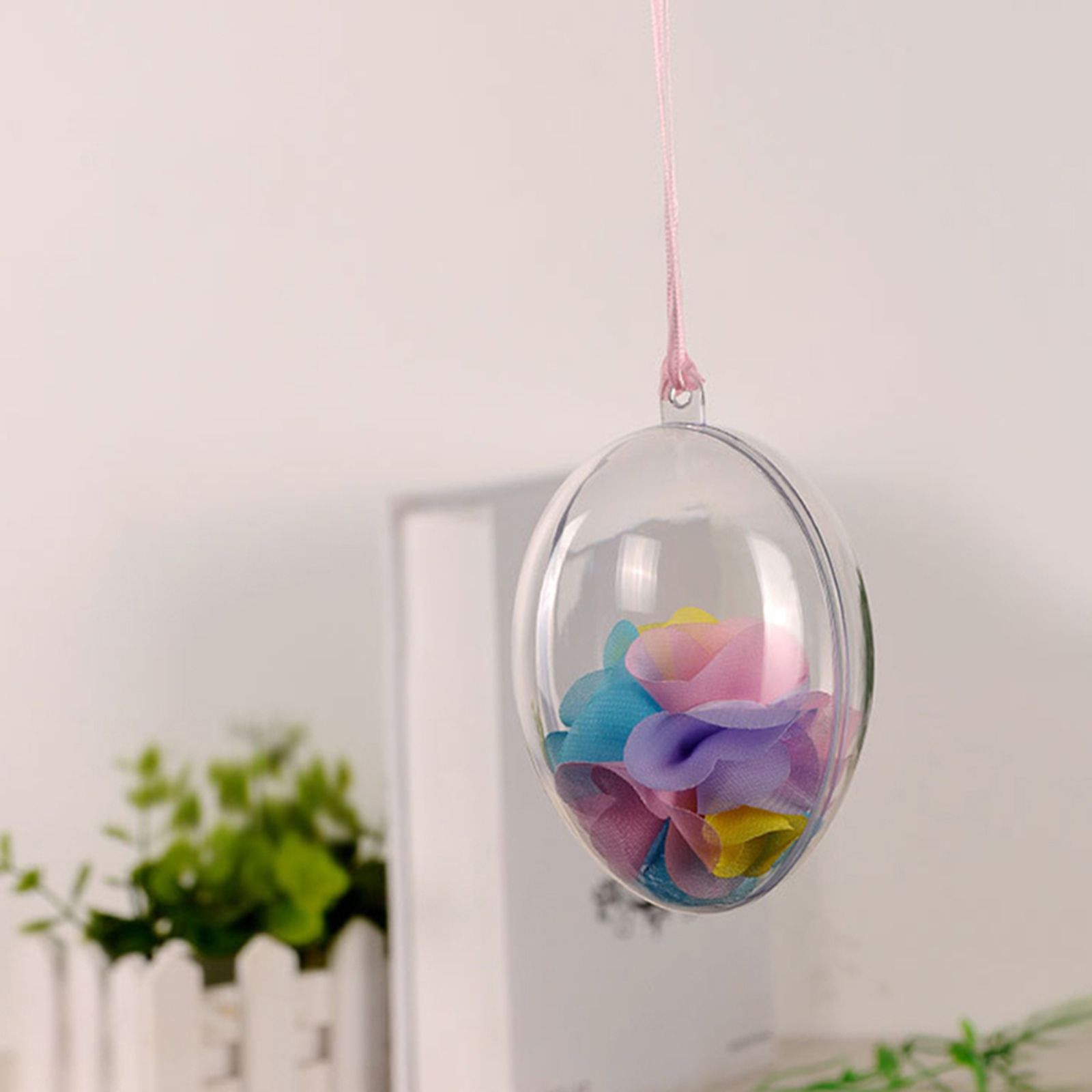 10Pcs Transparent Hollow Oval Ornaments Balls Plastic Egg Shaped Balls Preserved Flower Easter Decoration — image 5