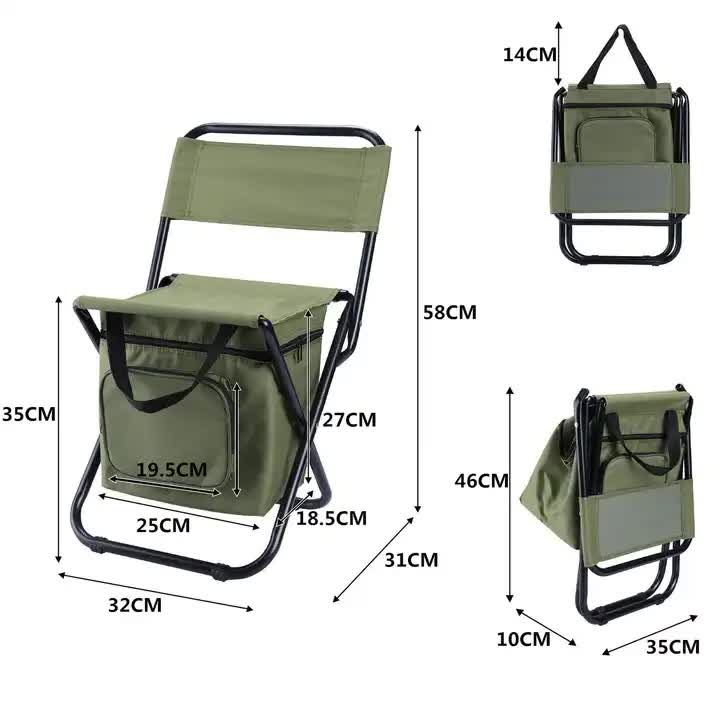 Blue Portable 3-in-1 Folding Camping Chair with Storage Bag, Backrest, and Insulated Cooler for Outdoor Fishing, Hiking, and Picnics — image 3