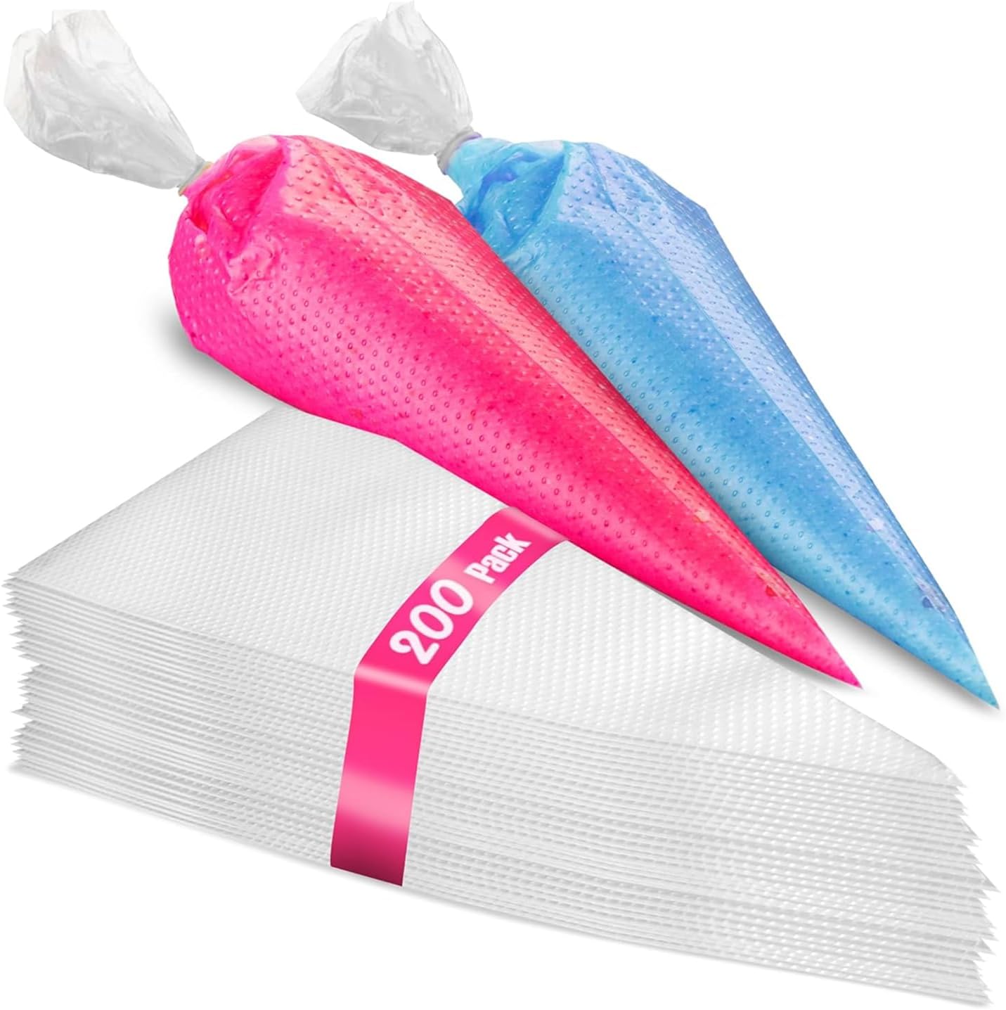 Set of 200 - Anti Burst Piping Bags 12 Inch - Tipless Icing Bags - Durable Frosting Piping Bag Tools - Pastry and Cookie Decorating Supplies