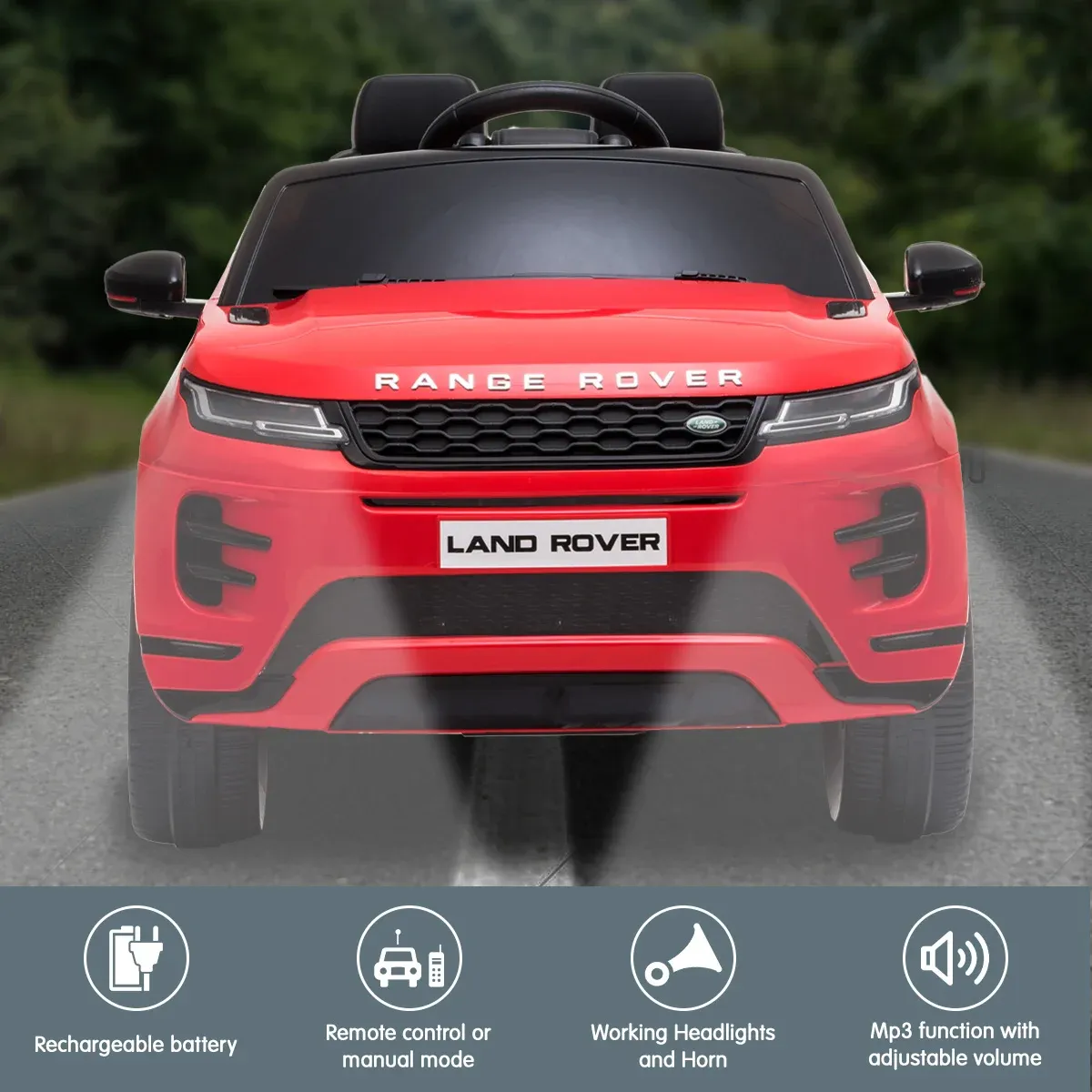 Kahuna Land Rover Licensed Kids Electric Ride On Car Remote Control - Red — image 2
