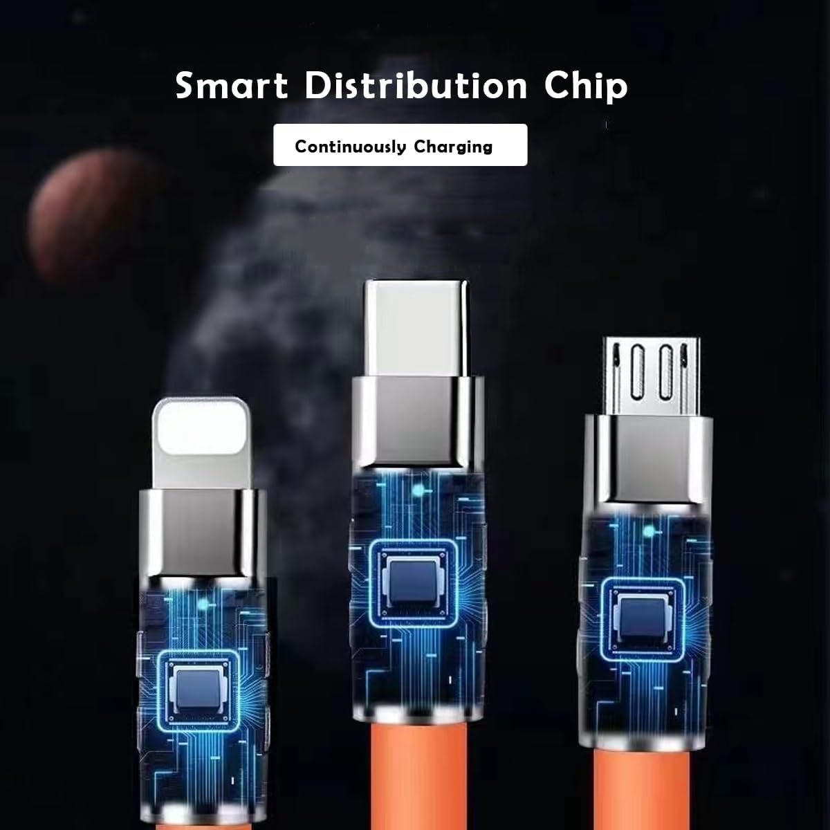 Multi Charging Cable 3-in-1 Charging Cable with Light USB Cable Suitable for Various Mobile Phones with Ports โ image 3