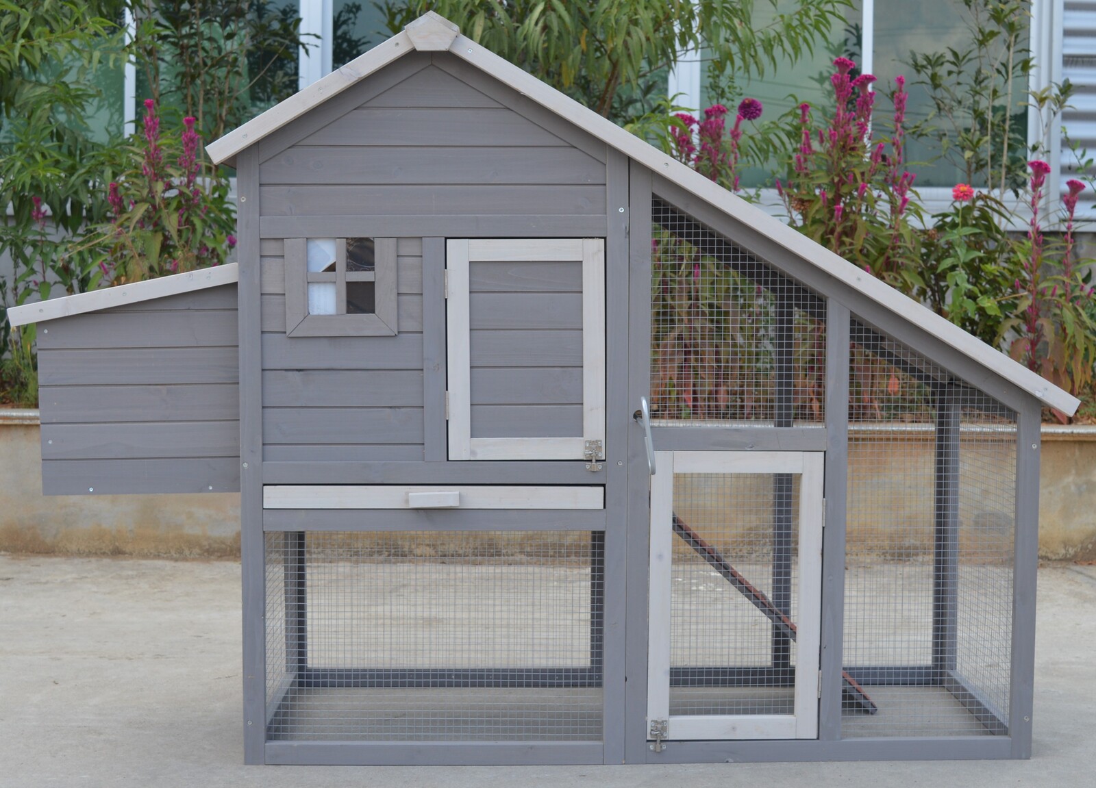 YES4PETS Grey Large Chicken Coop Rabbit Hutch Ferret Guinea Pig Cage Hen Chook Cat Kitten House โ image 4