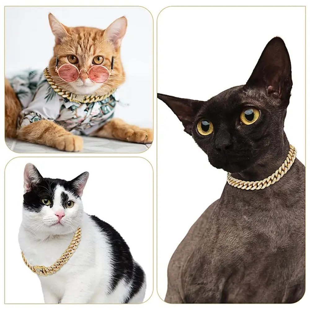 Dog Chain Collar Wide Diamond Collar Large Dog Necklace Metal Pet Crystal Collar Jewelry Accessories for Medium Large Dogs(8 Inch)golden — image 4