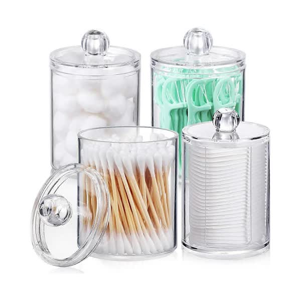 Sophisticated Crystal Glass Apothecary Jars for Bathroom Accessories, Clear Glass Container with Removable Lids for Vanity Organizers, Decora — image 4