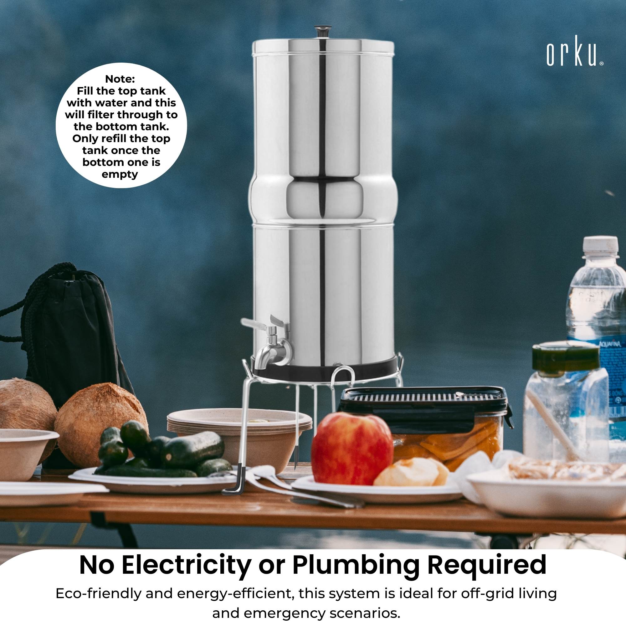 Orku 17L Gravity Benchtop Water Filter System - Stainless Steel — image 5