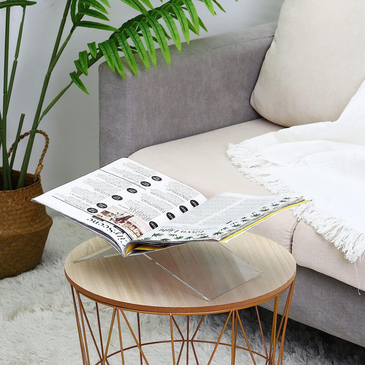 Large Open Book Display Stand for Cookbook Art Book Bible Guest Book - Coffee Table Book Stand for Reading - Transparency — image 5