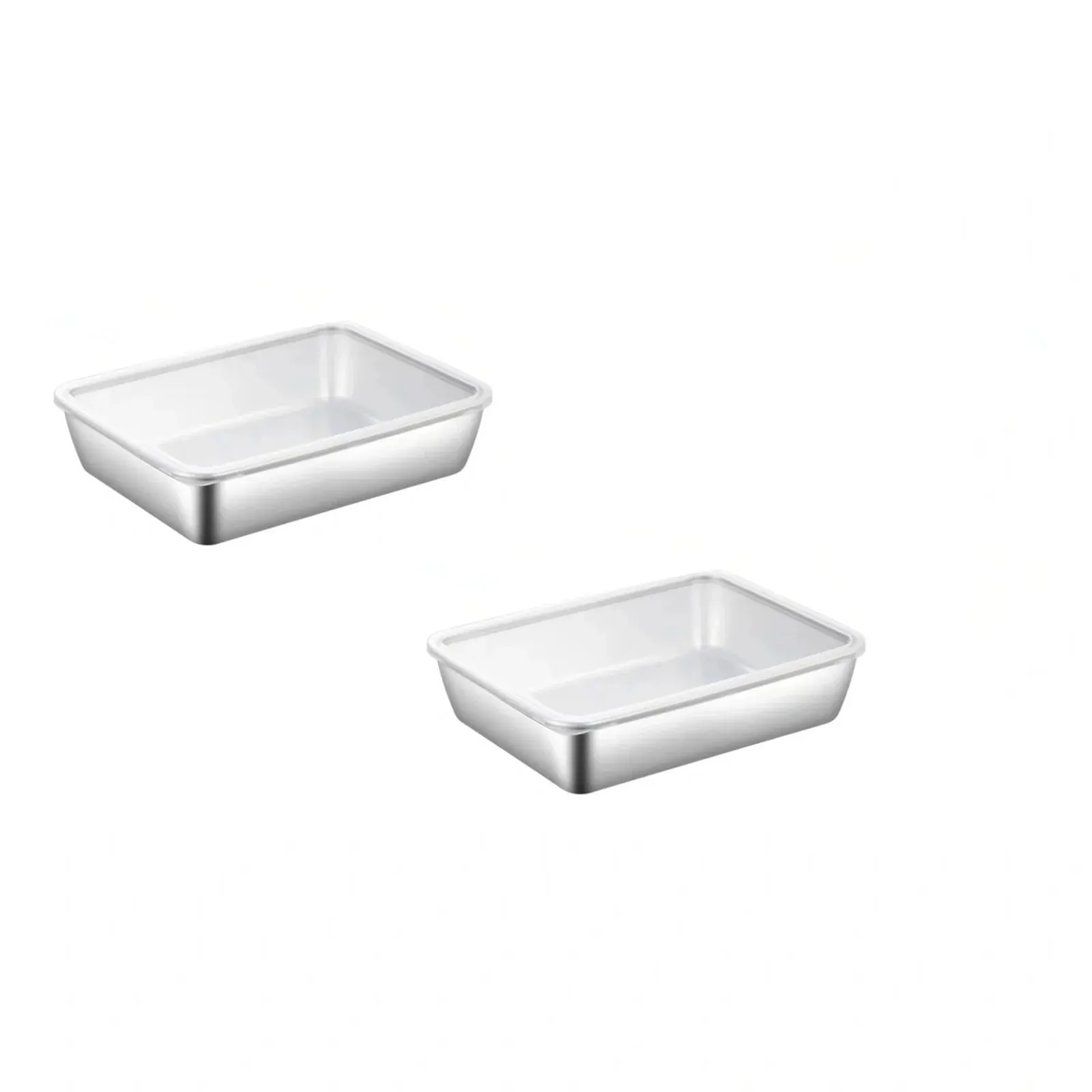 2 Piece, Fridge Storage Containers, Stainless Steel Baking Pans with Lids, Freezer Meal Prep, Market Stall Catering, Rectangular, 12x8x3 In โ image 2
