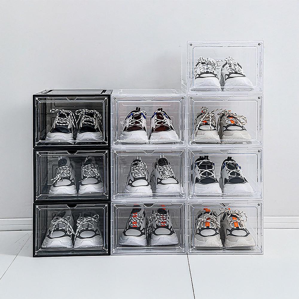 Sneaker Display Case Shoe Storage Organizer Box Stackable Plastic Clear Magnetic โ image 2
