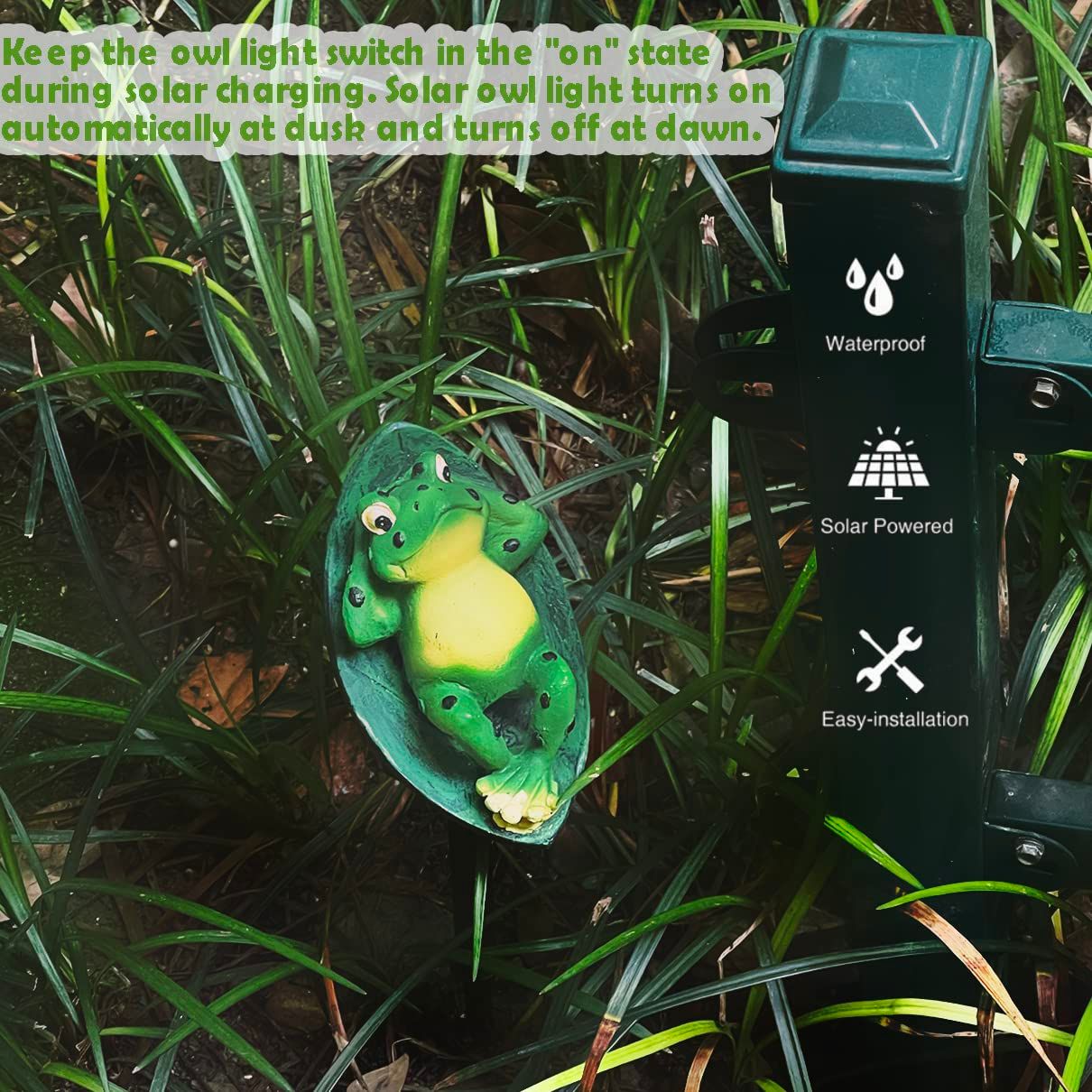 Solar Frog Outdoor Garden Light, Outdoor Path Solar Powered Frog Stake Lights for Walkway Yard Lawn Landscape Lighting - Frog — image 5