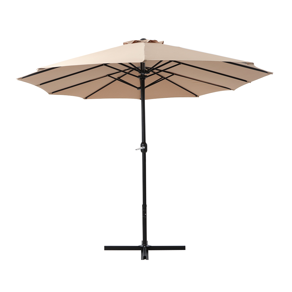 Instahut 4.57m Outdoor Umbrella Beach Pole Garden Tilt Beige โ image 4