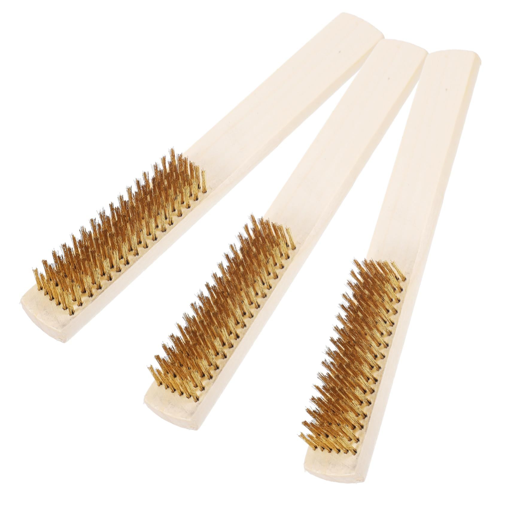 3 pcs Silk Brush Wood Handle Wire Brush Oil Paint Brush Steel Wire Walnut Wire Brush for Rust Removal Wooden Handle Clean