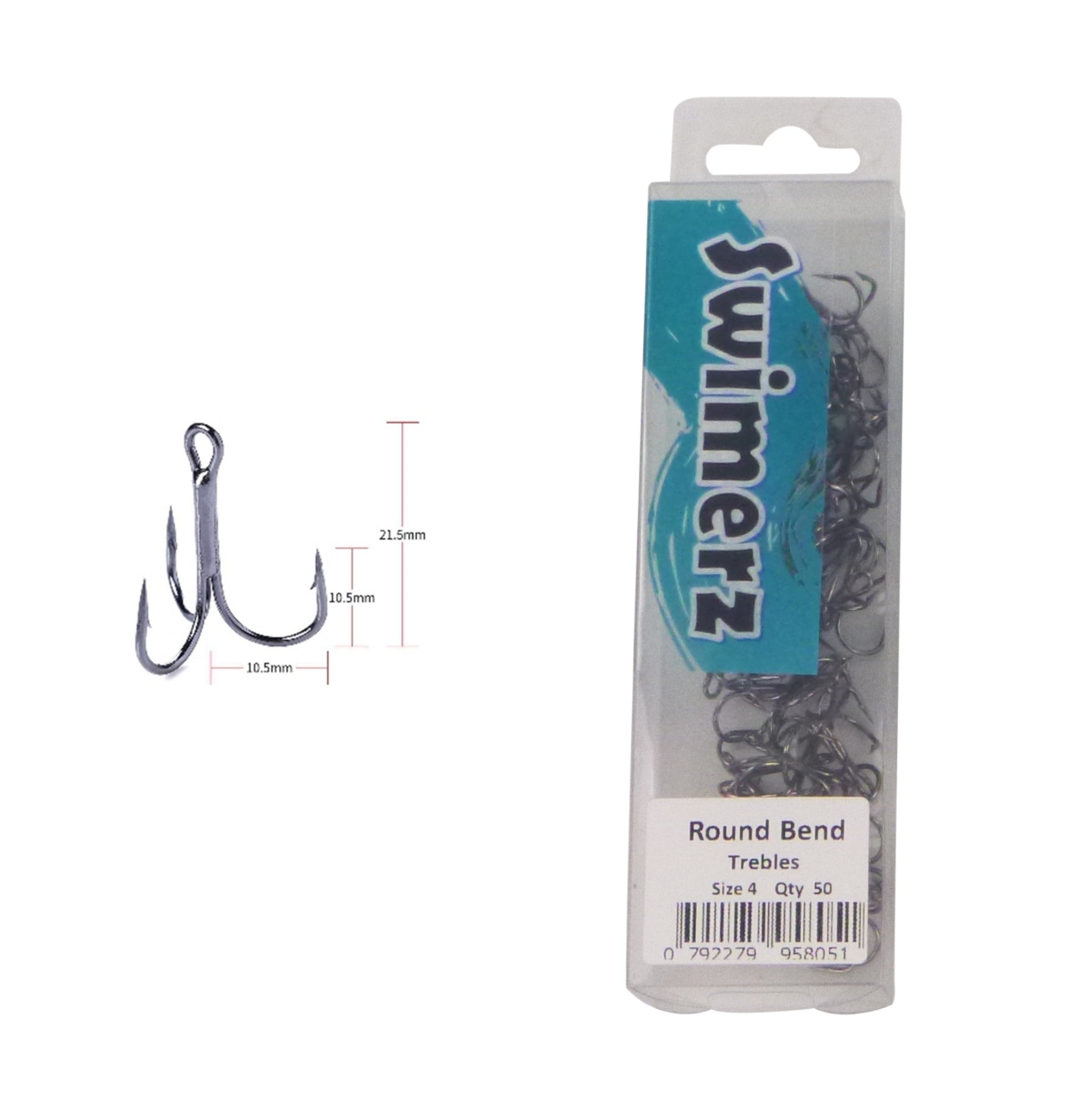 Swimerz Round Bend Trebles Size 4, 50 pack — image 2