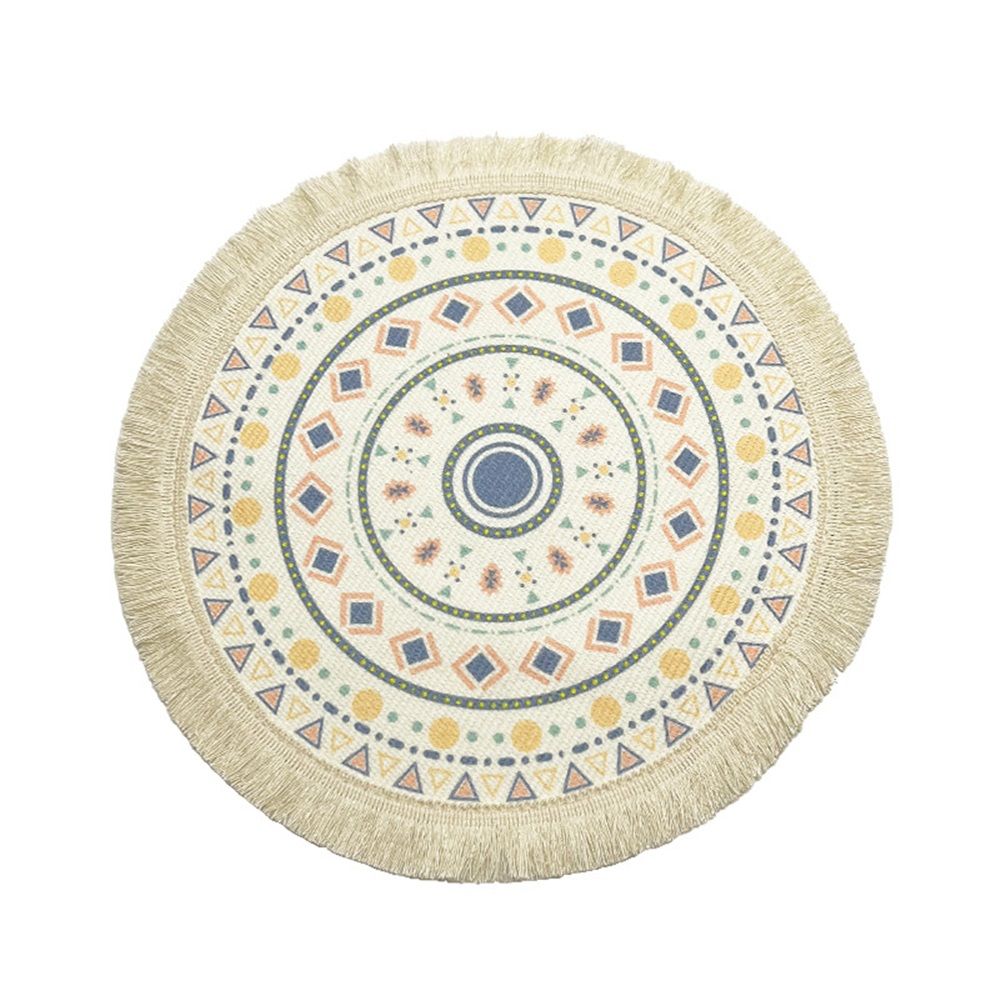 Round Braided Placemats Set of 4, Washable Heat Resistant Non-Slip Cotton Polyester Circle Boho Woven Place Mats for Dining Table Decor, Kitchen, Parties — image 2
