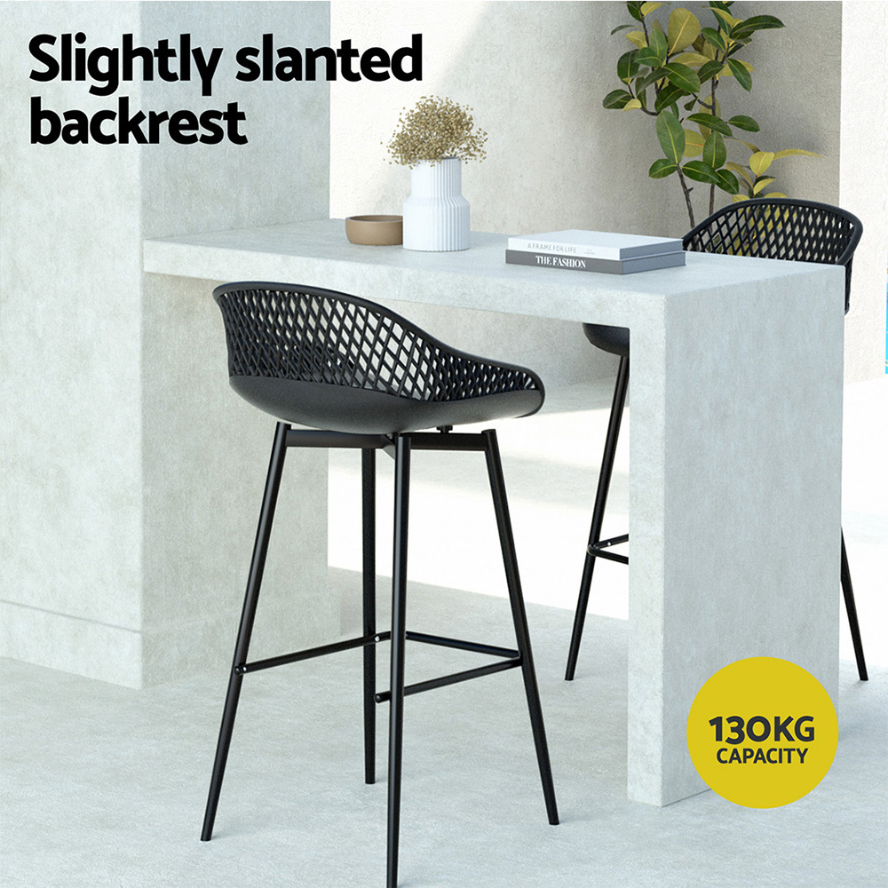 Gardeon 2x Outdoor Bar Stools Plastic Black — image 5