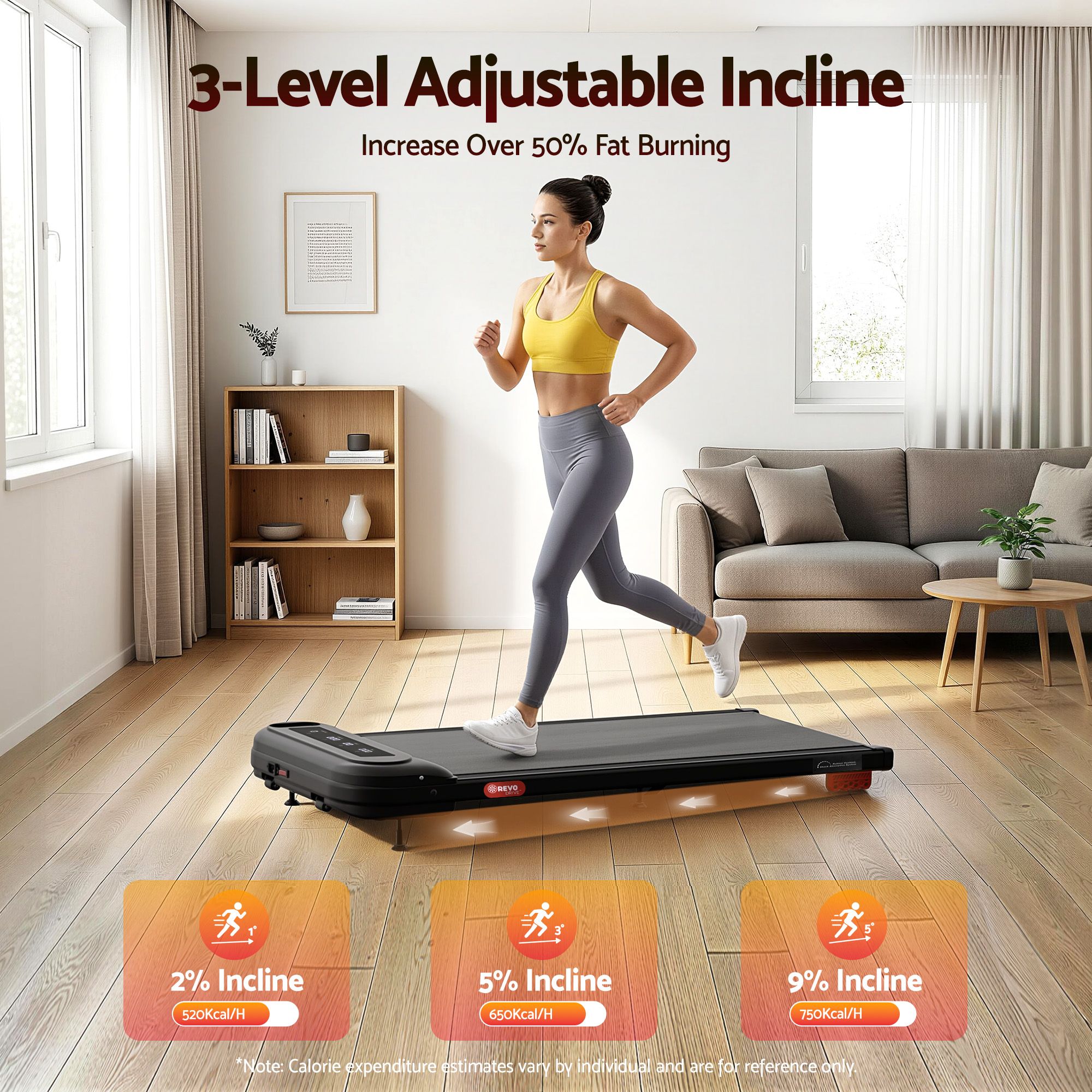 Everfit 3 in 1 Treadmill Electric Walking Pad with Incline Under Desk Home Gym Black — image 4