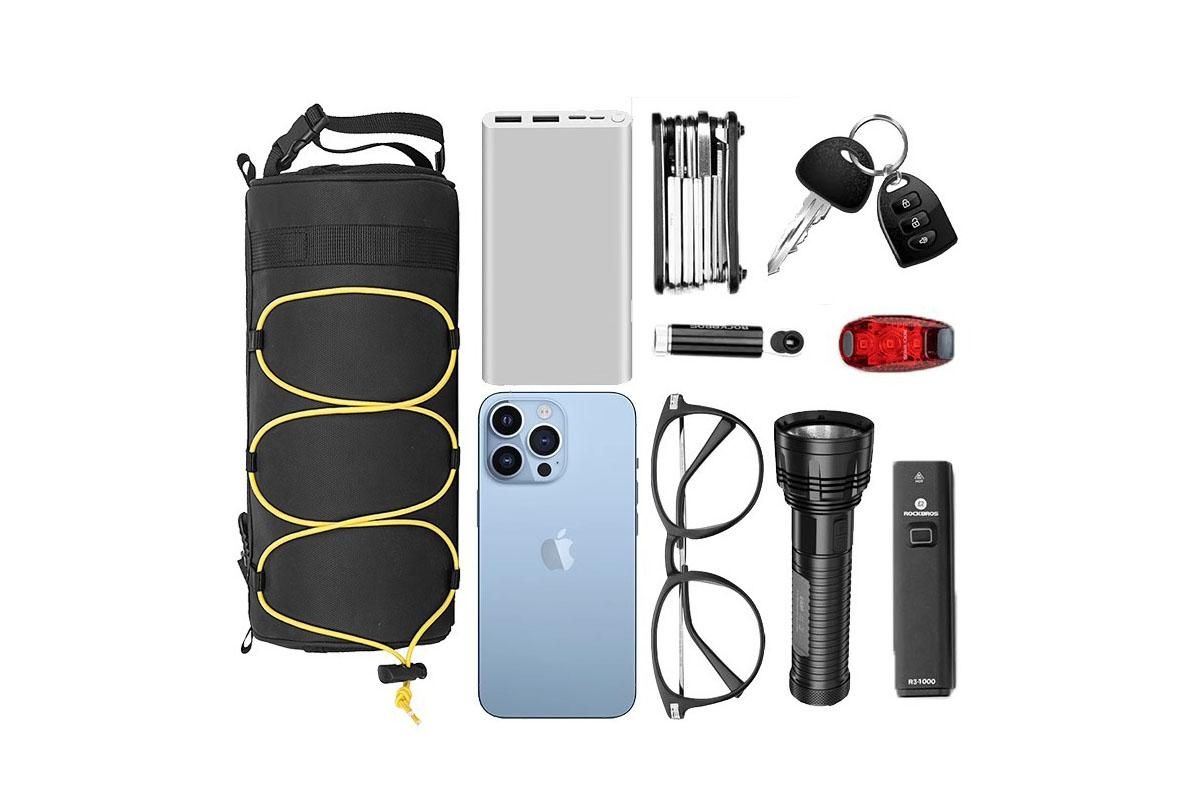 Bike Handlebar Bag Front Bike Bags Handlebar Storage Pouch Pack with Shoulder Strap - Black โ image 4