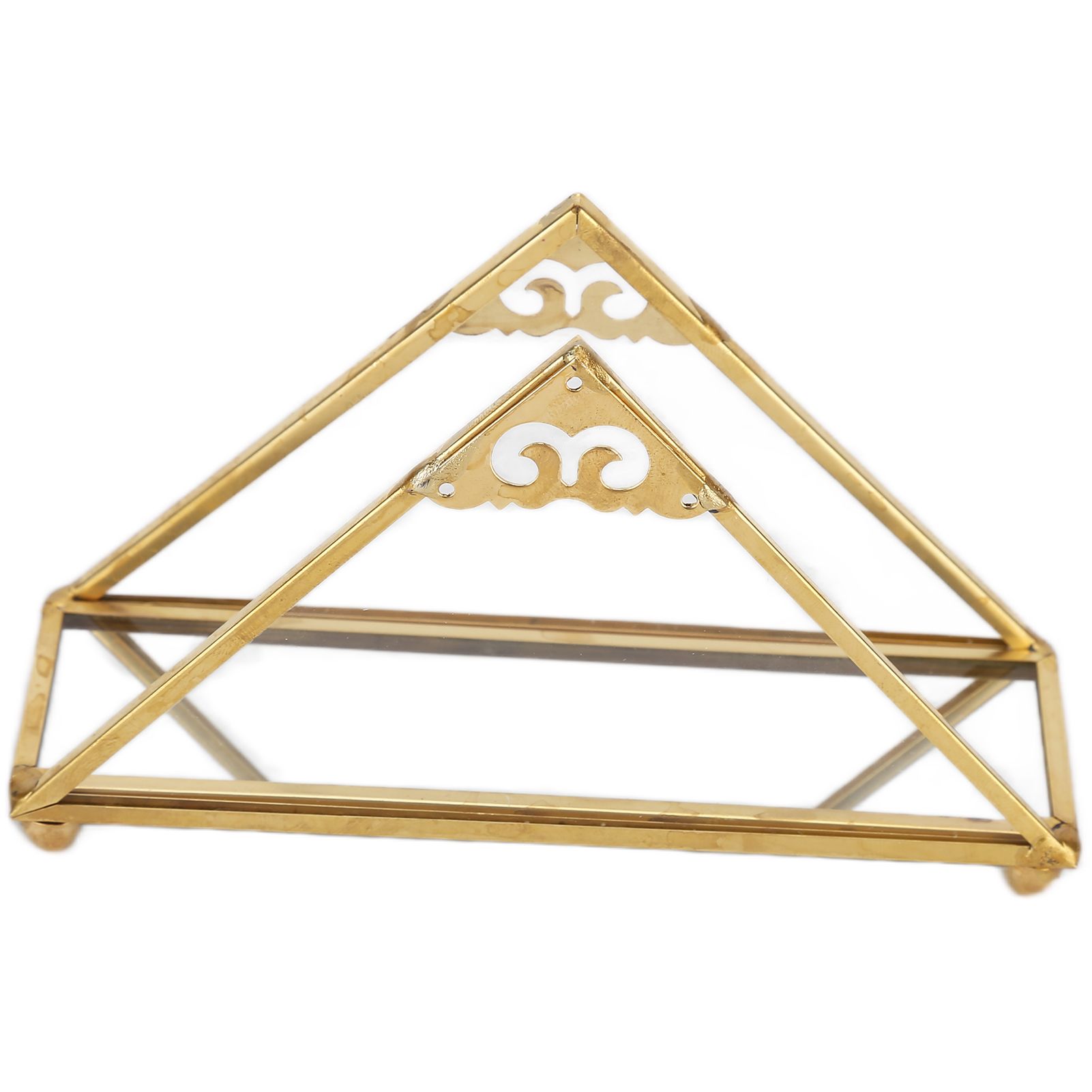 Mirror Jewelry Tray Glass Perfume Storage Tray Jewelry Plate Golden Metal Decorative Tray โ image 2