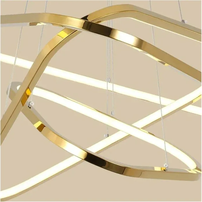 BAMDECOR AD2583 Modern Triangular LED Chandelier (Two Rings-Gold — image 3