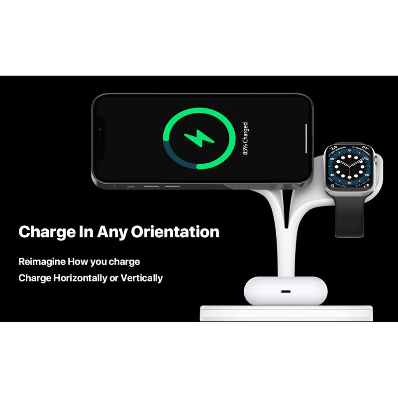 White wireless charger 3 in 1 Fast Charge Charging Station that complements your room Charging Station(165*120*160mm) — image 5