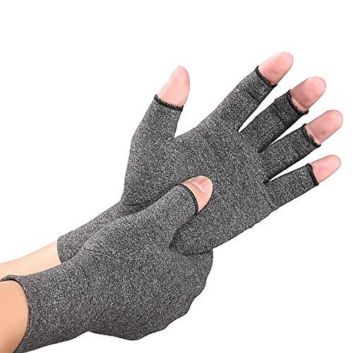 1 Pairs Compression Gloves for Men Women, Carpal Tunnel Hand Gloves, Fingerless Gloves (Gray) (Small)