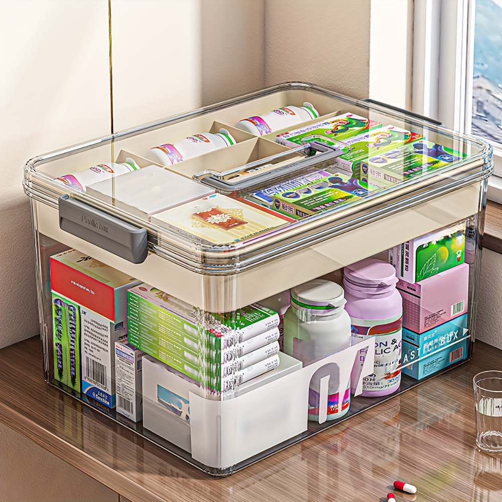 Multi-Layer Large Capacity Home Medicine Box｜Compartment Storage for Emergency & Backup, Shockproof Design for Quick, Hassle-Free Access（transparent tea） — image 6