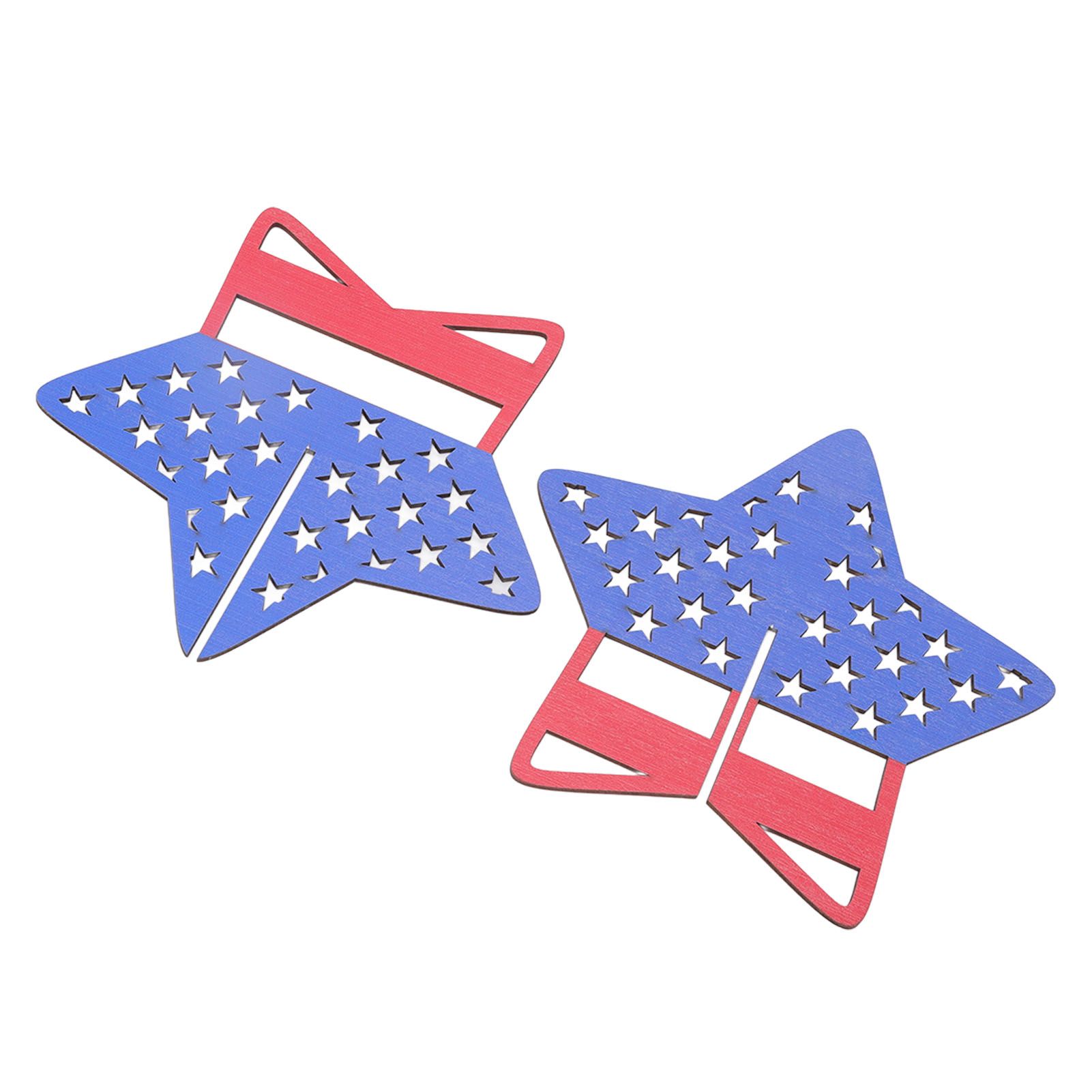 2Pcs Independence Day Wooden Star Blocks Patriotic Standing Decor 4th of July Tabletop Ornament — image 5