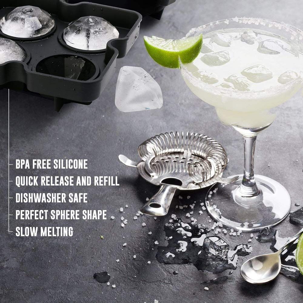 Flexible Silicone Ice Cube Mold Tray, Makes Four Giant Diamond, Easy Release Silicone Ice Mold, for Whiskey,Cocktails — image 2