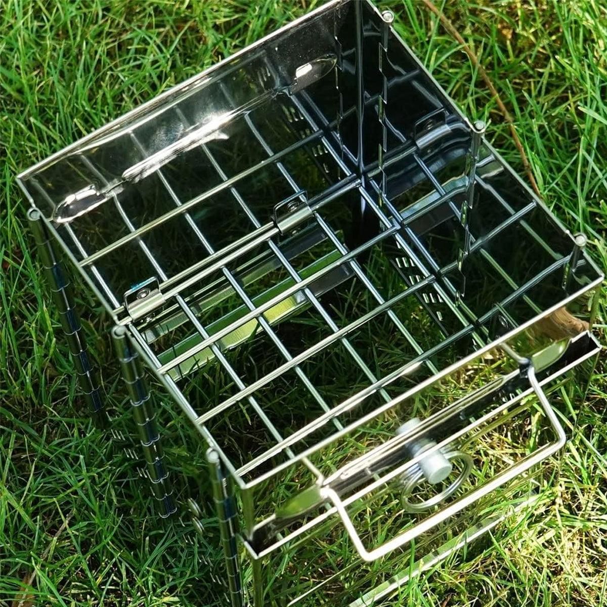 Square Wood Stove Mini Folding Grill Outdoor Camping Portable BBQ Cooking Rack — image 4