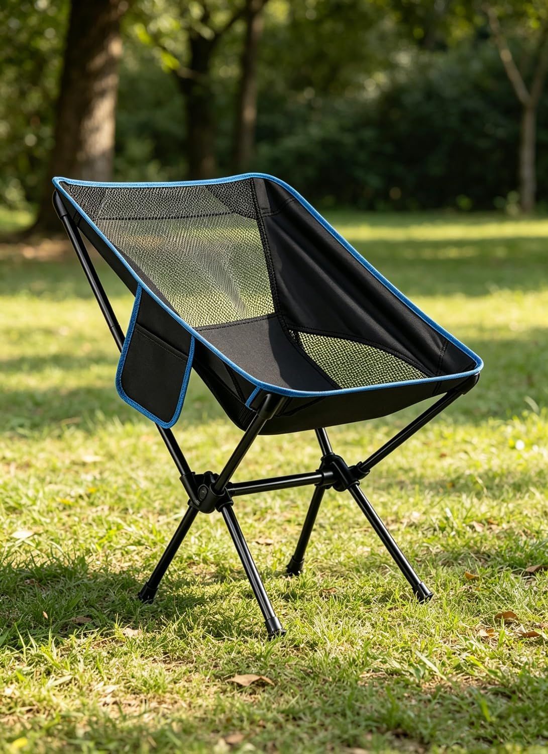 Portable Folding Camping Chair with Carry Bag, Breathable Mesh Outdoor Seat for Hiking, Beach Trips, Picnics, Parks and Home Use, Black โ image 2