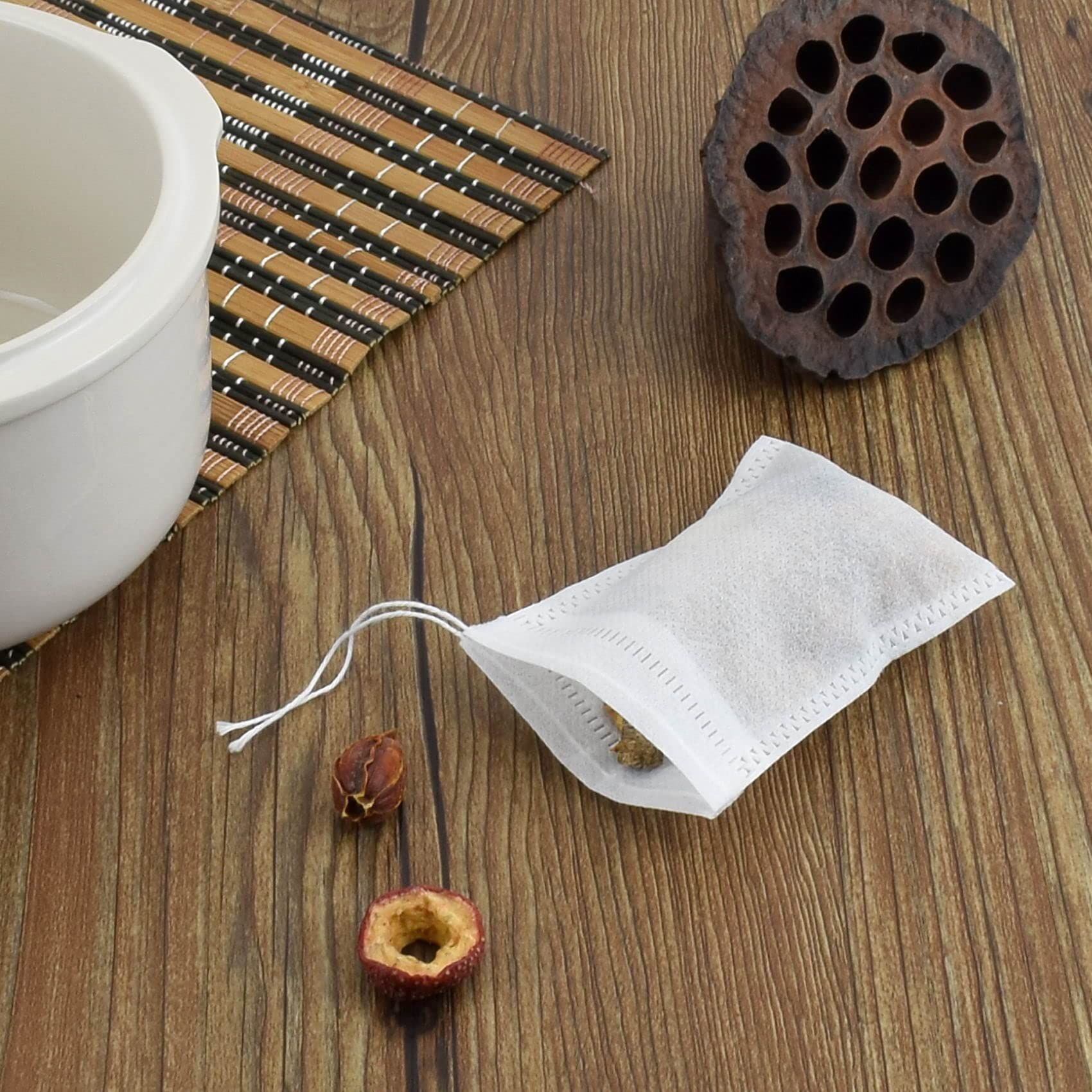 100 pc Drawstring Bags, Disposable Small Mesh Bags for Cooking, Soaking Medicinal Liquor, Tea Coffee Filter — image 5
