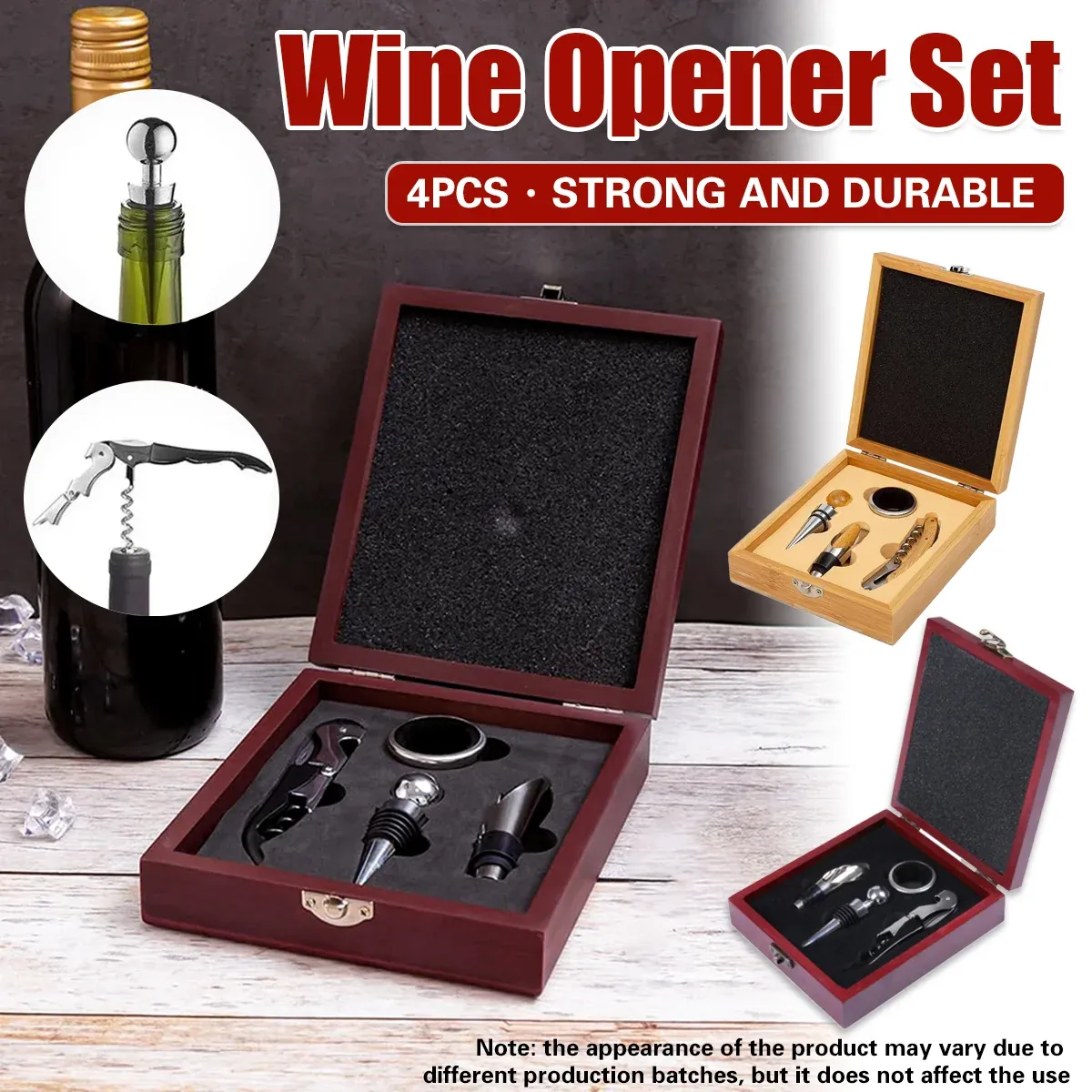 4PCS Wine Opener Set Stainless Steel Durable for Home Bar Wine Lovers Gifts - Khaki โ image 2
