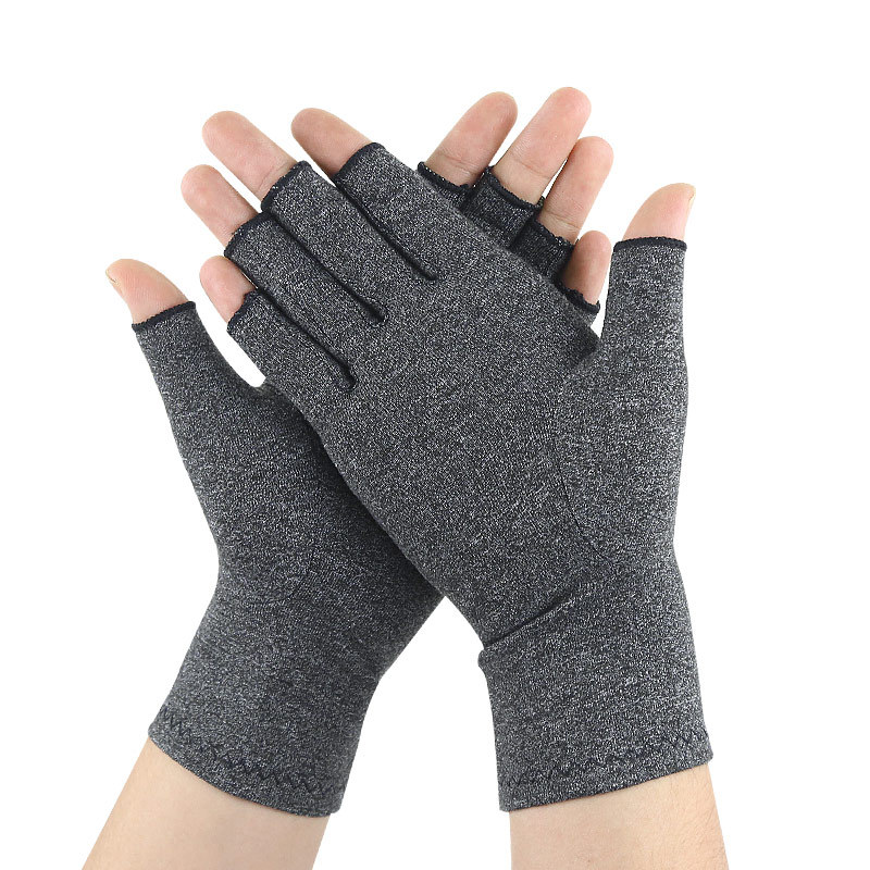 Compression Arthritis Gloves with Open Fingers and Anti-Slip Grip for Hand Support, Rheumatism, Carpal Tunnel and Daily Use, Grey, Size XL — image 4