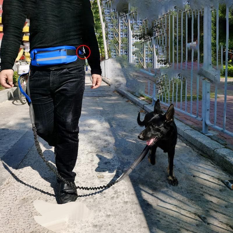 Hands Free Dog Leash Adjustable Lead with Waist Belt Bag for Walking Jogging Running - Black+Grey — image 6